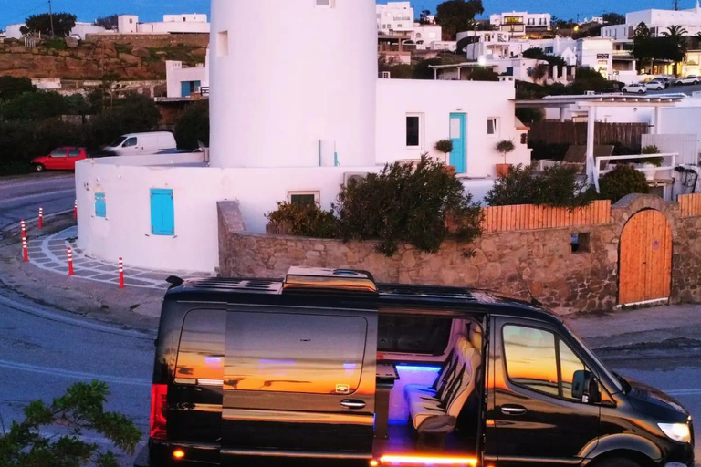 4 heures de visite privée de l&#039;île de Mykonos en minibus de luxe