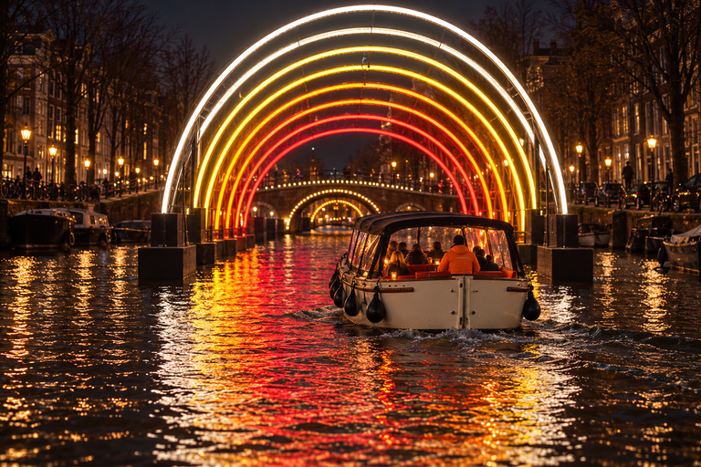 Amsterdam: German-Language Amsterdam Light Festival Cruise Amsterdam Light Festival German Canal Cruise NO DRINKS