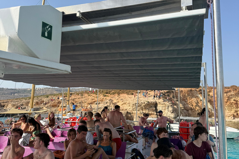 Malta: Comino Catamaran Cruise with Blue & Crystal Lagoon Morning or afternoon Half day cruise with 2 swimming stops