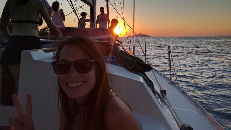 From Kassandra: Sunset Sailing boat tour & swiming stop