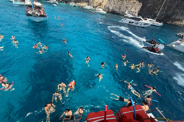 Malta: Comino Catamaran Cruise with Blue & Crystal Lagoon Morning or afternoon Half day cruise with 2 swimming stops