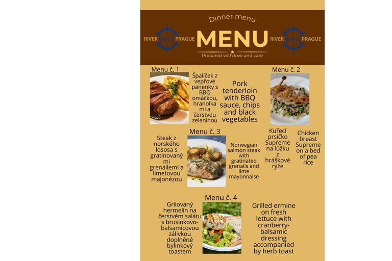 Evening cruise through Prague with 3-course served menu