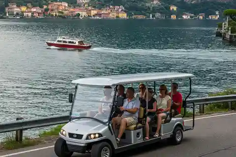 Golf cart tour + boat trip on Lake Como