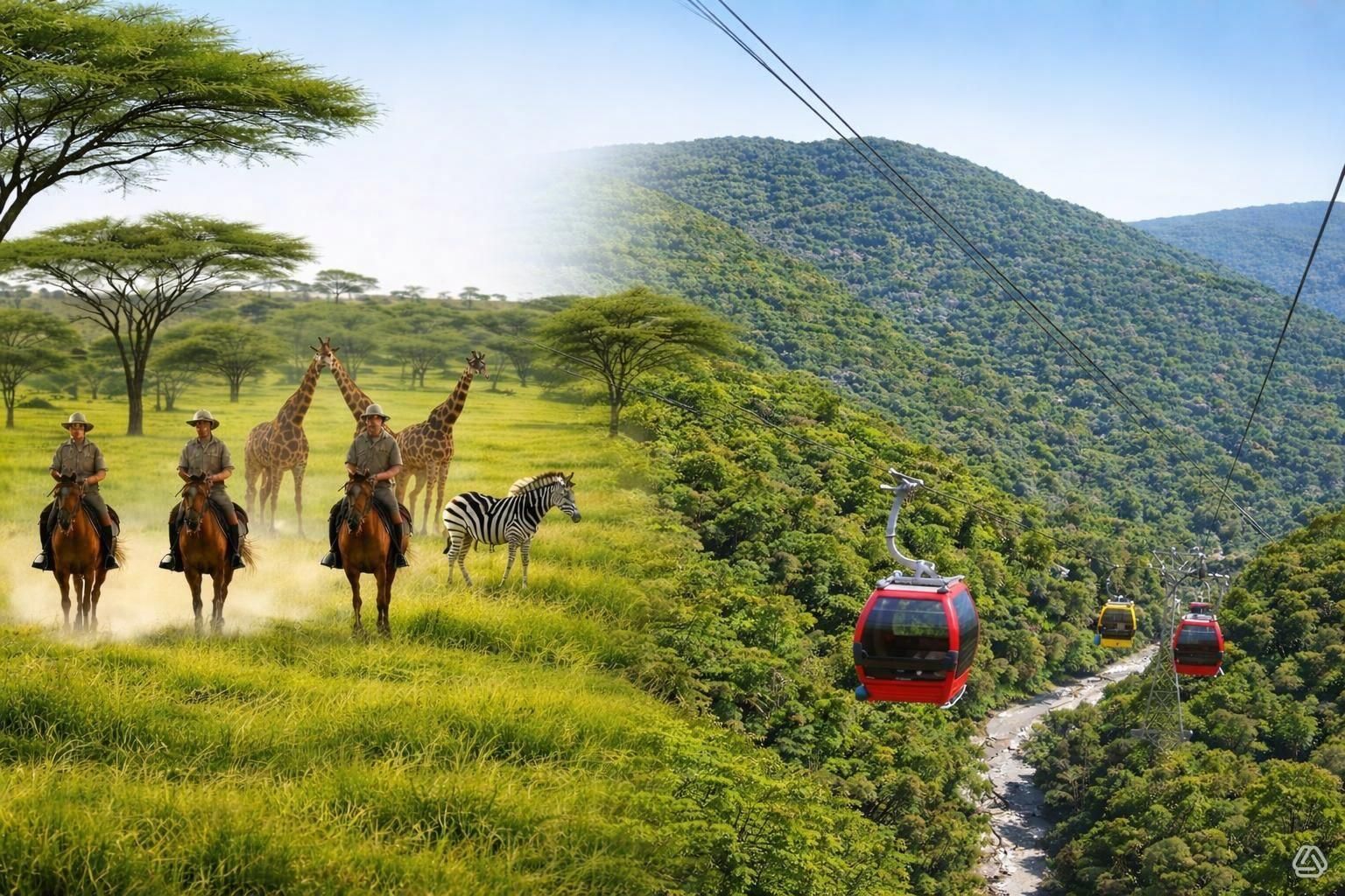 Von Johannesburg aus: Reitsafari und Seilbahntour