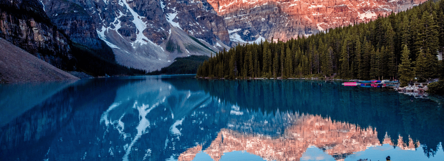 Lever de soleil sur le lac Moraine et le lac Louise depuis Calgary/Canmore/Banf