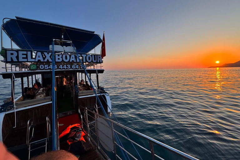 Alanya: Morning or Sunset Relaxing Boat Tour w/ Lunch, Alanya: Sunset Relaxing Boat Tour With Transfer.