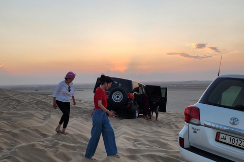 Doha: inland sea Tour With Dune Bashing &Sandboarding fun Doha: safari , camel ride, sandboarding hotel pickup