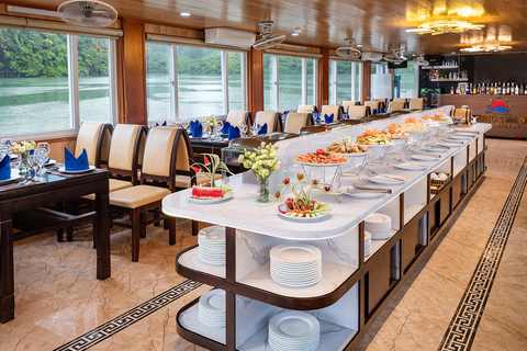 Best Halong 5-Star Day Cruise: Buffet Lunch, Wine &amp; JacuzziPick-up from Hanoi