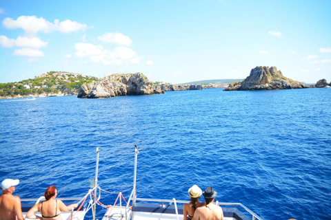 Mallorca: Passeio de catamarã de 2 horas pelo litoral e pelas Ilhas MalgratDe Playa Tora - à Tarde