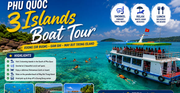 Phu Quoc: 3-Island Boat Tour with Snorkeling & Lunch