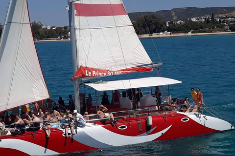 Hammamet: Luxury catamaran outing, swimming, snack & flexible departures Hammamet: Luxury Catamaran Trip, Swim, Snack & Flexible Departures