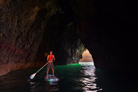 Albufeira: Sea Caves SUP Tour with hidden beach stop Albufeira: CAVE SUP TOUR with free photos and beach stop