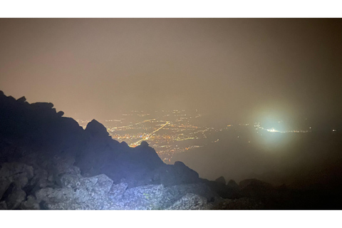 Night view of Sofia, mountain hiking tour to Kamen del Peak.