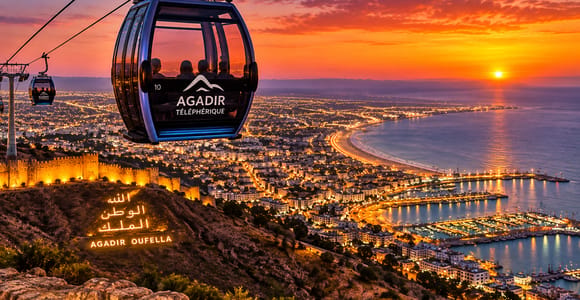 Agadir: Panoramic Night Cable Car Round-Trip Experience