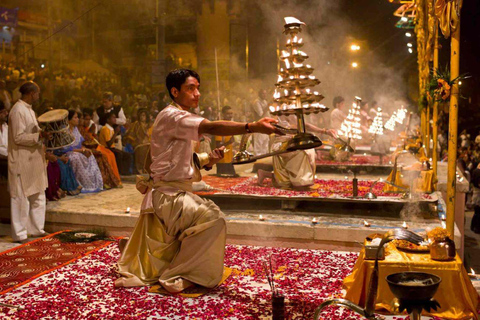 Overnight Varanasi Ganga Aarti, Boat-ride with Sarnath Tour