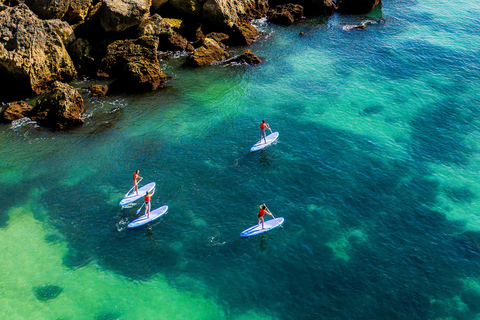 Albufeira: Sea Caves SUP Tour with hidden beach stop Albufeira: CAVE SUP TOUR with free photos and beach stop