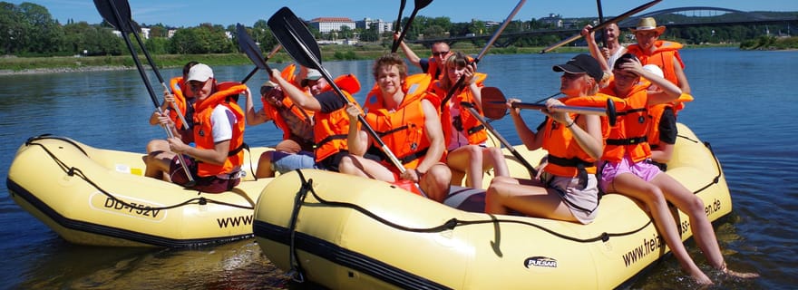 Dresde : en canot pneumatique du « Blaues Wunder » à la vieille ville de Dresde