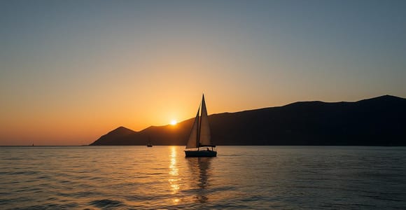Sailing boat sunset in Setúbal