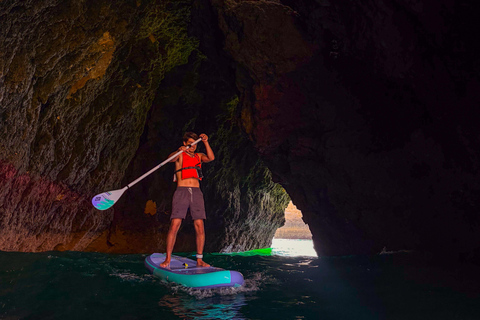 Albufeira: Sea Caves SUP Tour with hidden beach stop Albufeira: CAVE SUP TOUR with free photos and beach stop