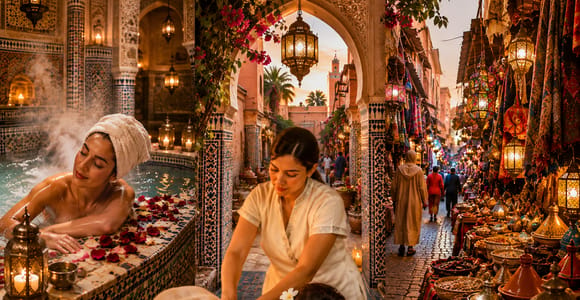 Marrakech : visite des souks et hammam berbère avec massage