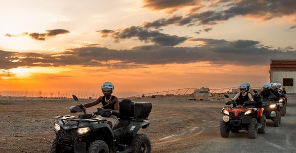Crete: Sunset Quad Safari to Cave, Beach & Olive Oil Tasting