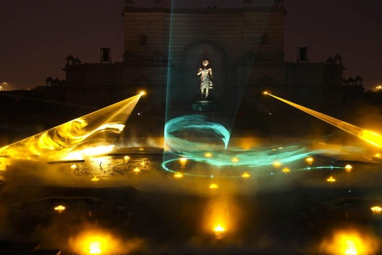 Delhi: Evening at Akshardham With Light Show &amp; Local DinnerAkshardham Water &amp; Light Show With Car + Guide