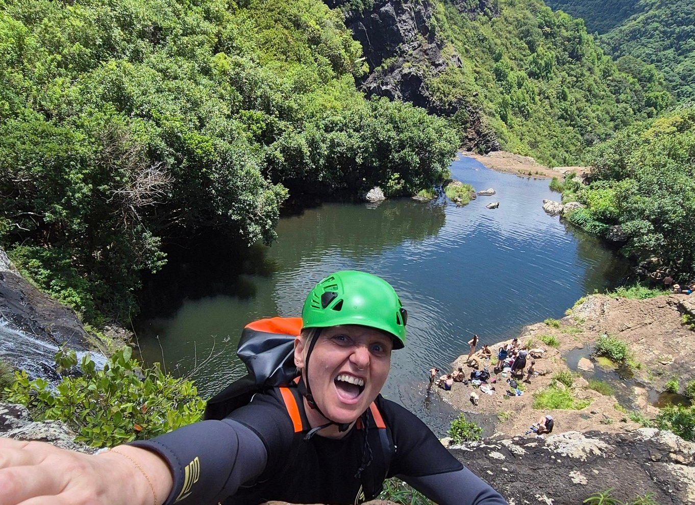 Mauritius: Rutsjebanetur ved Tamarind Falls/canyoning