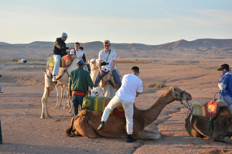 Marrakech: Cena nel deserto di Agafay con giro in cammello al tramontoMarrakech: escursione nel deserto di Agafay con giro in cammello e spettacolo di fuoco