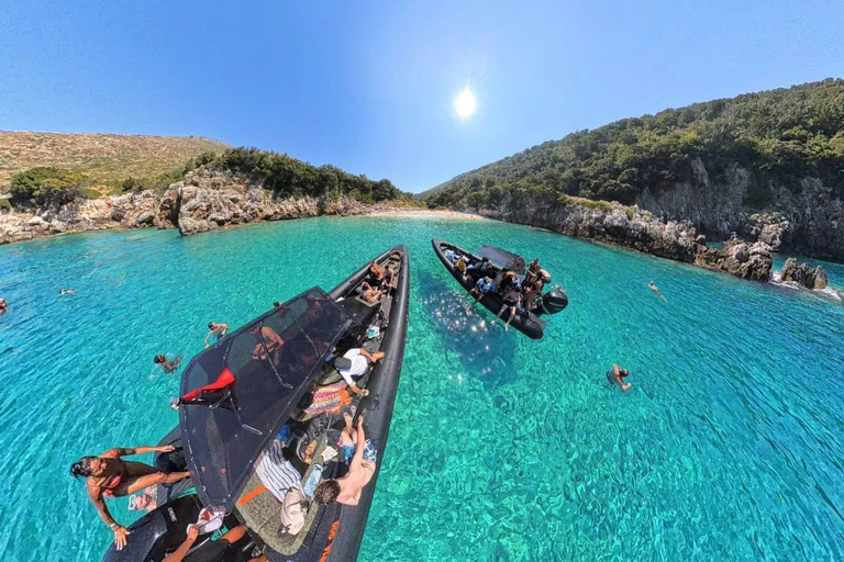 Golem to Grama Bay, Blue Cave & Secret Canyons by Speedboat Tirana/Golem: Grama Bay,Blue Cave & Hidden Bays by Speedboat