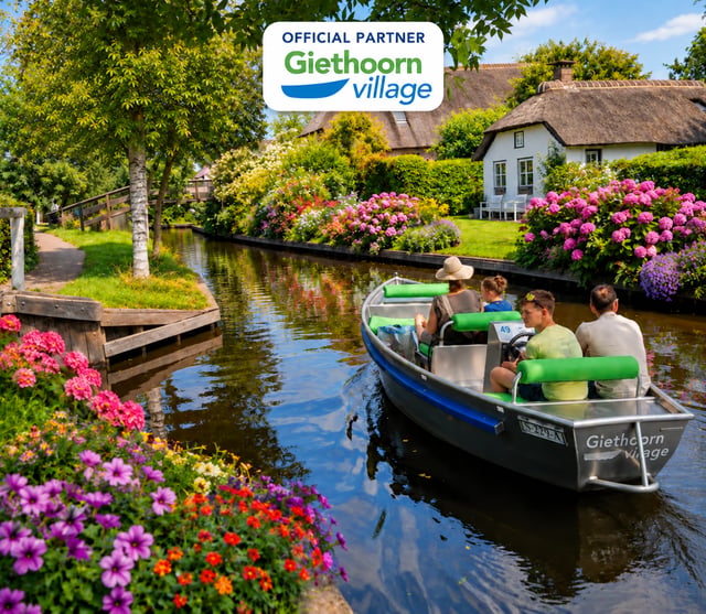 Amsterdam: Tur în Giethoorn + Experiență de conducere a propriei bărci