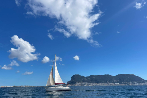 Sailboat ride in the Bay of Gibraltar, ships, dolphin spotting, tapas, drinks