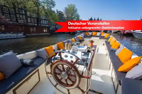 Amsterdam: Grachtenfahrt Deutsch mit unlimitierten Getränken