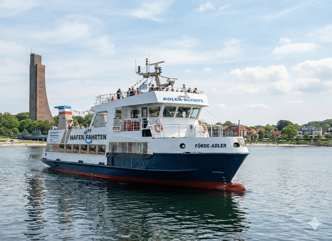 Kiel / Bahnhofsbrücke: Bådtur i havnen inkl. Laboe-mindesmærket