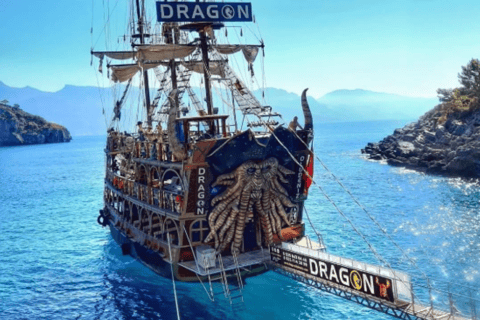 Kemer : Tour en bateau du dragon rouge avec grotte des pirates et PhaselisCroisière à partir du lieu de rendez-vous