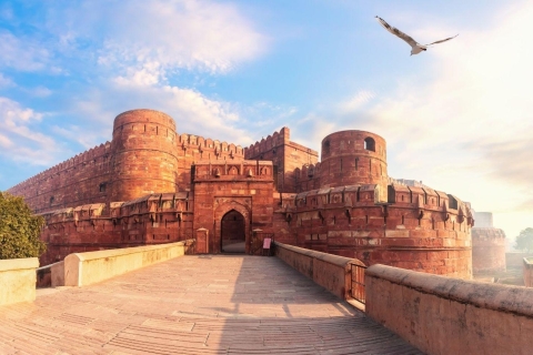 Agra: Taj Mahal o wschodzie słońca i całodniowa wycieczka do fortu AgraWycieczka z opłatą za wstęp, samochodem i przewodnikiem