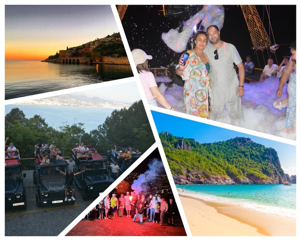 Alanya: Sunset Party Boat, Jeep, Cleopatra Beach & Dinner