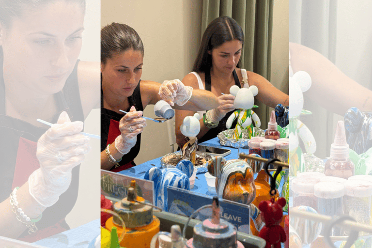 Alicante: Fluid Painting Workshop – Create Your Own Art Create a Bear Set - 23 cm Bear + Mini Bear Key Ring