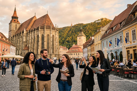 From Bucharest: Peles Castle, Bran Castle & Brasov Day Tour MINIVAN Tour with Entrance tickets included to Peles & Bran