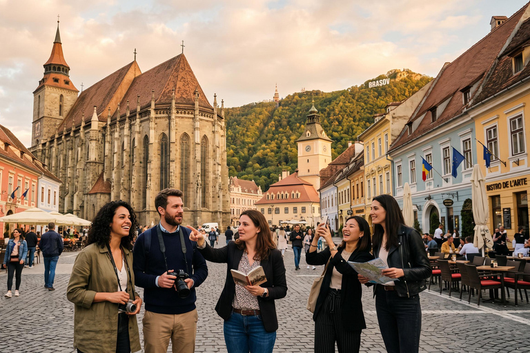 From Bucharest: Peles Castle, Bran Castle & Brasov Day Tour MINIVAN Tour with Entrance tickets included to Peles & Bran