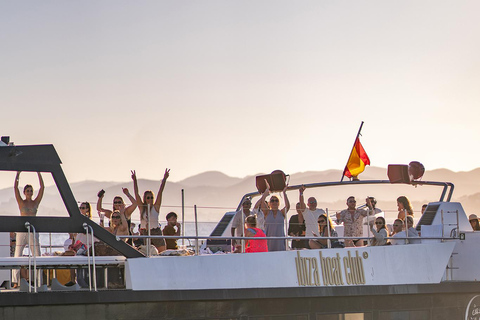 Ibiza: Formentera Sunset Boat Part with Drinks and Food Full Day Pass at Ibiza Boat Club (Early Bird Phase 2)