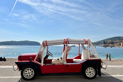 Toeristische tour aan de Franse Rivièra in een Mini Moke cabriolet