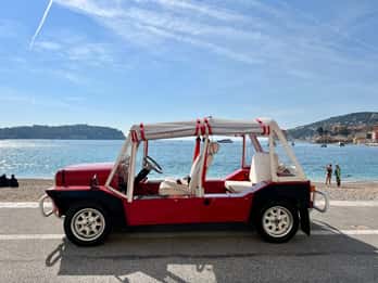 Tourist tour on French Riviera in a Mini Moke convertible