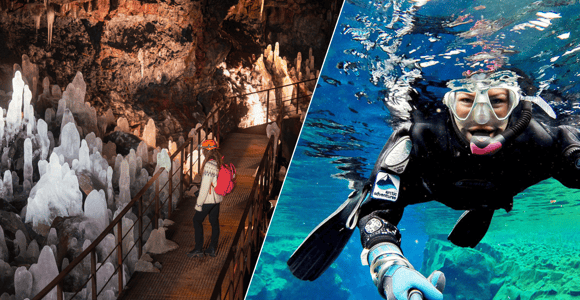 Reykjavik: Silfra Snorkeling & Lava Tunnel Adventure Combo