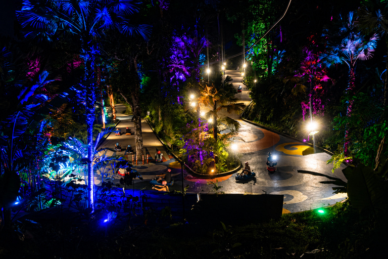 Phuket: Hanuman Luge Night Exclusive with Transfer or Dinner Luge 2 Rides + Dinner + Skywalk OR Luge Phone Head Mount