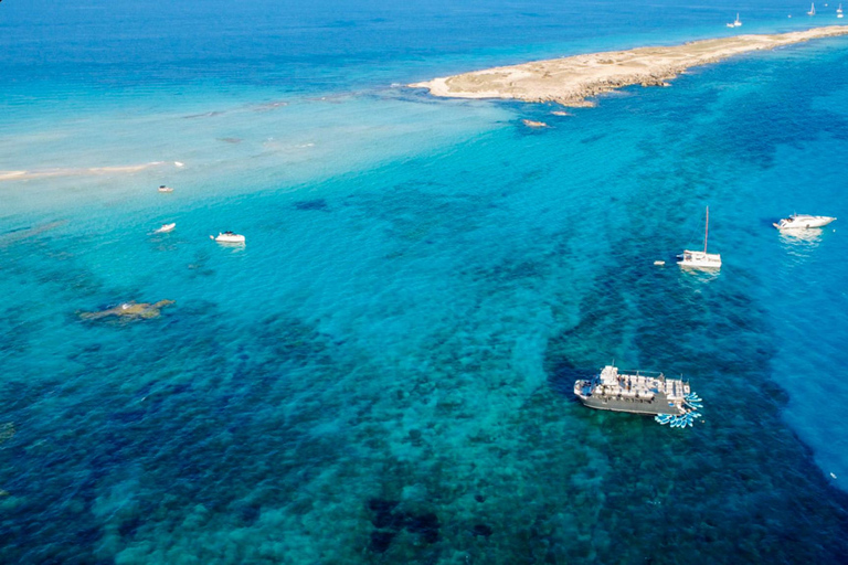 Ibiza: Formentera Boat with Open Bar, 3 meals & Sunset Party ADVANCE: Standard selection of food & open bar option