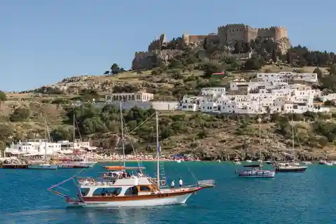 Lindos: Rhodes South-East Coast Cruise with Swim Stops