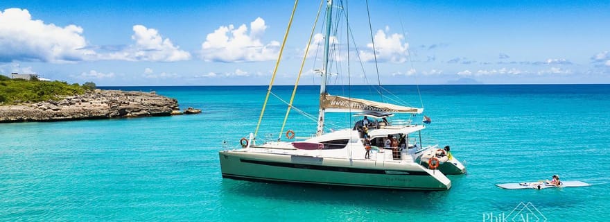 Sint Maarten : Journée de navigation en catamaran de luxe avec déjeuner et boissons