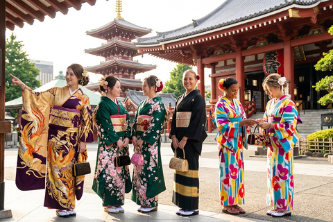 Tokyo: Asakusa Kimono Rental with Hairstyling & Photoshoot Female Basic Packages
