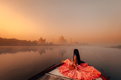 Taj Mahal Back View Yamuna Boat Ride Tour en bateau