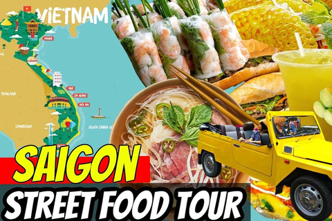 HCM: Melhor comida de rua e excursão turística com um guia amigávelHCM City: Visita à comida de rua de mota com um guia simpático